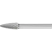 PFERD Hartmetall-Frässtift mit 6-mm-Schaft, Rundbogenform RBF (Baumform), Zahnung 3