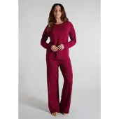 Tom Tailor Pyjama , Damen, Gr. 42, rot (rot, mittel, uni), Single Jersey, Obermaterial: 95% Viskose, 5% Elasthan, Homewear-Sets Pyjama