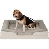 Aspero Orthopädisches Hundebett mit hohem Rand, abgesenktem Einstieg, waschbarem Bezug & rutschfester Unterseite