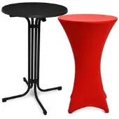 Beautissu Bellini Stehtisch ø 80cm Schwarz mit Stella Stehtischhusse ø 80cm Rot