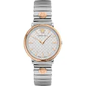 Versace VE8105022 V-Circle Lady weiss silber roségold Edelstahl Damen Uhr NEU