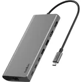 Belkin INC015BTSGY-CZ, Kabelgebunden, USB 3.2 Gen 1 (3.1 Gen 1) Type-C, 100 W, 1.4/2.0, 1000 Mbit/s, Aluminium