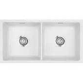 SYSTEMCERAM Flächenbündige Spüle MERA TWIN F/o in SATIN mit Excenterbedienung / Keramikspüle