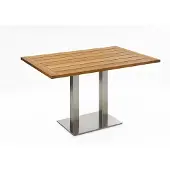 Natur24 Gartentisch Bistrox 140x95 Tischplatte Teak Geölt Gestell Edelstahl Gebürstet