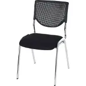 Mendler Besucherstuhl T401, Konferenzstuhl stapelbar, Stoff/Textil Sitz schwarz, Füße chrom