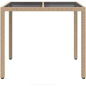 vidaXL Gartentisch Beige 90 x 90 x 75 cm Poly-Rattan