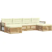 vidaXL Outdoor-Sofagarnitur 6 Stk. Weiß und Creme Massivholz Akazie