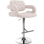 CLP Barhocker Dublin Stoff höhenverstellbar und drehbar beige Gestell Farbe chrom
