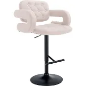 CLP Barhocker Dublin Stoff höhenverstellbar und drehbar | Farbe beige Gestell Farbe schwarz