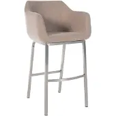 CLP Barhocker Monea Filz-Bezug mit Vierfußgestell | Farbe taupe Gestell Farbe edelstahl
