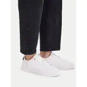 Tommy Hilfiger Damen Cupsole Sneaker Feminine aus Leder, Weiß (White/Space Blue)