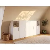 Vente-unique Schrank unter Dachschräge mit 6 Türen & 2 Ablagen - Weiß - ADEZIO