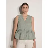 Apricot Blusentop "Peplum-Oberteil", Damen, Gr. XS (34), grün (mint), gewebt, Obermaterial: 100% Baumwolle CO., uni, normal, V-Ausschnitt, Blusen Blusentop, mit Blumenstickerei
