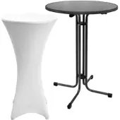 Beautissu Sylt Stehtisch ø 70cm Grau mit Stella Stehtischhusse ø 70cm Weiß