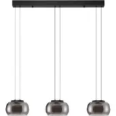 Nova Luce LED Pendelleuchte Bios dimmbar 25W warmweiss 3000K Rauchgrau Schwarz Glas Metall 82x18cm 9416955