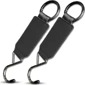 Edibazzar | Klappbarer Autokopfstützenhaken, Metall und Leder, 15 kg, 2er-Set