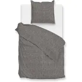 Heckett & Lane Zohome Flanella di Lino Bettbezug - 135x200 cm – 100% Baumwoll-Flanell – Hochwertige Bettwäsche mit motiv – Weich - Atmungsaktiv und Hautfreundlich – inkl. 80x80 cm Kissenbezug – Grau