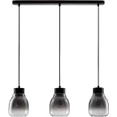 Nova Luce Pendelleuchte Blacu 3-flammig 3xE27 Rauchgrau Schwarz Glas Metall 75x15cm 9009272