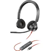 Poly Blackwire 3320 USB-C Stereo-Headset, für Microsoft Teams , + USB-C/A-Adapter, Kabelgebunden, 20 - 20000 Hz, 131 g, Kopfhörer, Schwarz