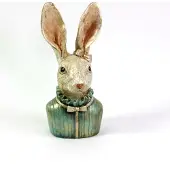 Werner Hasenbüste Heidi, türkis/creme/gold Polyresin, 24x20x50 cm
