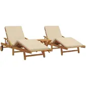 vidaXL Sonnenliege 3 stk. Massivholz Akazie Beige