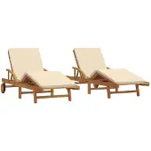 vidaXL Sonnenliege 2 stk. Massivholz Akazie Beige