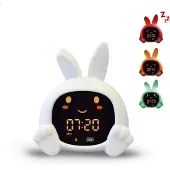 Zazu Sarah Sleeptrainer für Kinder – Nachtlicht (5 Farben), Soundmaschine, Wecker mit 6 Sounds, Augen öffnen/schließen, wiederaufladbar inkl. USB
