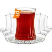 Pasabahce Elysia Teeset – 6 Teegläser mit Untertassen
