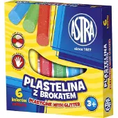 Astra Plastilin mit Glitzer, 6 Farben