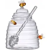 MPLCo Glas Honigtopf mit Bienen Motiv 500 ml mit Löffel