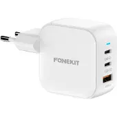 FoneKit PD 70W Wall Charger, USB-C + USB-C + USB-A, white