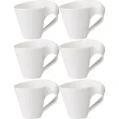 Villeroy & Boch Becher "Caffè Becher mit Henkel NewWave 250 ml 6er Set weiß", weiß, Porzellan, Trinkgefäße, Becher