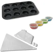 Zenker Ensemble 3 Teile Spezial Muffins - - Form 12 Vertiefungen, 100 Papierförmchen und 20 Spritzbeutel