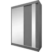 Beautysofa GAJA Kleiderschrank 160 cm mit Spiegel – Schwebetürenschrank 2-türig, Schlafzimmer Schrank, Graphit/Graphit ohne Schubkasteneinsätze