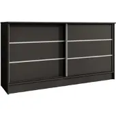Beautysofa Kommode MIRELA 160 cm Schwarz, Sideboard mit 2 Schiebetüren, Highboard mit dekorativen Zierleisten, Moderne Anrichte, Viel Stauraum