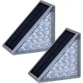 Näve Solarleuchte - 2er-Set Solar-/Treppenleuchte "SCALA", im Modern Style, aus Kunststoff in grau, 11 x 5,2 x 6,2 cm, LED Platine – Dämmerungssensor – Druckschalter