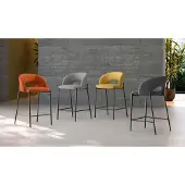 STONES Greta - Orangefarbener Stoffhocker - 2er-Set