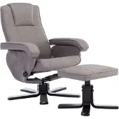 SVITA Charles Relaxsessel Hocker Sessel Fernsehsessel Drehsessel Polyester Holz Grau