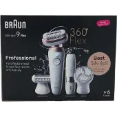 Braun Silk-épil 9 Flex 9-360 3D, Rose, Weiß, 40 Pinzette, MicroGrip, 0,5 mm, Akku, Integrierte Batterie