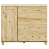 SIT Möbel Kommode mit 4 Schubladen, 1 Tür | Kiefer-Holz massiv | natur | B 121 x T 43 x H 102 cm | 19000-64 | Serie KOMMODE