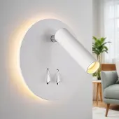 LumenXL Runde Wandlampe Lenae mit drehbarem Spot und beleuchteter Wandplatte