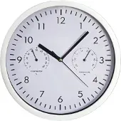 McPower Design-Wanduhr mit Thermo- & Hygrometer weißes Ziffernblatt 25cm-Ø