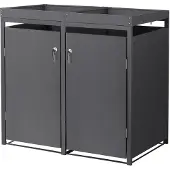 ML-Design Mülltonnenbox 2er mit Pflanzdach für 2 Mülltonnen, 240L 132x80x124cm Anthrazit, Stahl, wetterfest/abschließbar