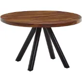Wohnling Couchtisch 60x60x35 cm Sheesham Massivholz / Metall Sofatisch Rund Wohnzimmertisch Kaffeetisch Massiv Kleiner Tisch Beistelltisch Wohnzimmer