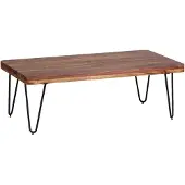 Wohnling Couchtisch BAGLI Massiv-Holz Sheesham 115 cm breit Wohnzimmer-Tisch Design Metallbeine Landhaus-Stil Beistelltisch