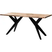 Wohnling Schreibtisch 180x90x76 cm Akazie Massivholz Computertisch Loft-Style Homeoffice Bürotisch mit Metallbeinen Holztisch Industrial Groß