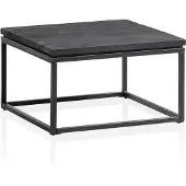 Wohnling Couchtisch 60x60x35 cm Mango Massivholz / Metall Schwarz Sofatisch Quadratisch Wohnzimmertisch mit natürlicher Holzmaserung Kaffeetisch