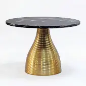 Wohnling Couchtisch Metall mit schwarzer Marmor Tischplatte 60cm Rund Wohnzimmertisch Aluminium Gold Sofatisch Alu Loungetisch Beistelltisch Handmade