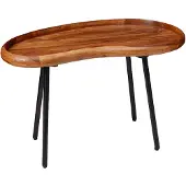 Wohnling Couchtisch WL5.670 71x42x40 cm Sheesham massiv Sofatisch Nierenform mit Metallbeinen Wohnzimmertisch Massivholz Kleiner Nierentisch Echtholz