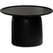 Wohnling Couchtisch 60x60x40 cm Mango Massivholz Schwarz Sofatisch Rund Wohnzimmertisch mit erhöhtem Rand Kaffeetisch Wohnzimmer Modern